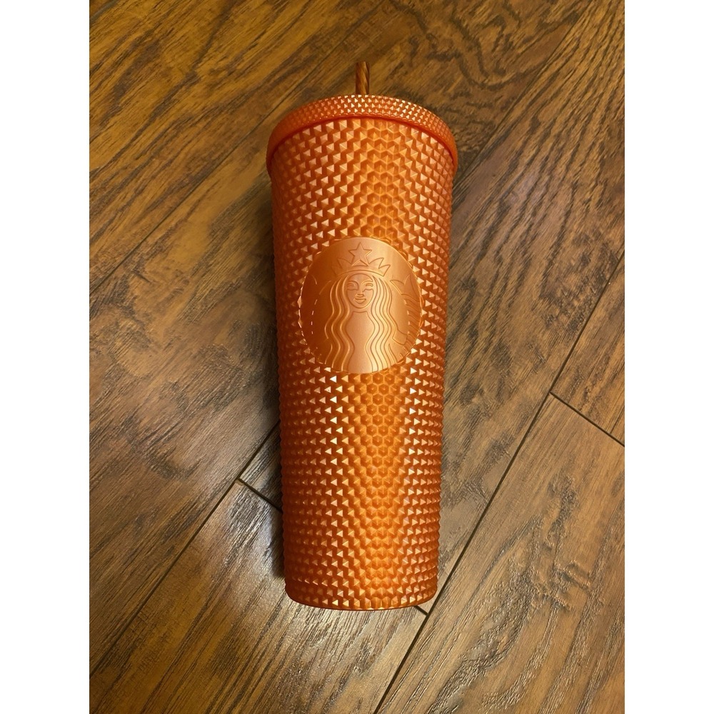STARBUCKS Limited Edition Coral Orange Studded Pumpkin Pearl Tumbler Venti 24 oz